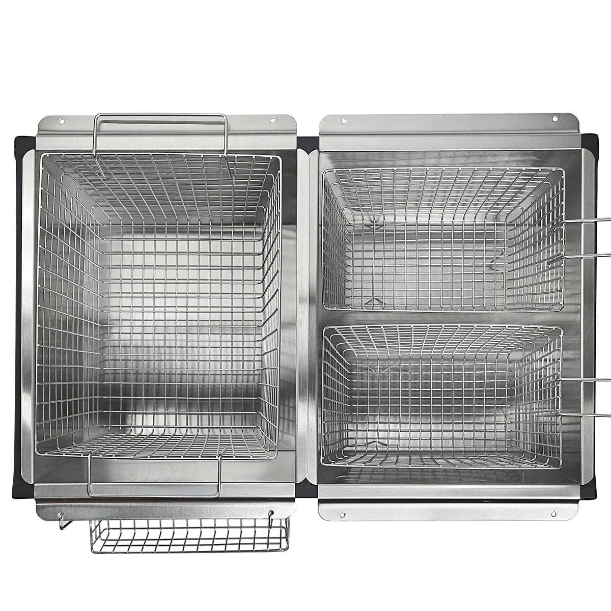 2026 NewBarton High-Pressure Deep Fryer Triple Basket Dual Burner Stainless Steel Cooker Fryer Black