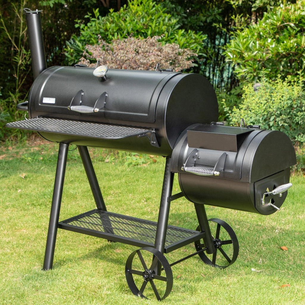 2026 941 Sq.in. Overlarge BBQ Charcoal Grill with Offset Smoker, Black