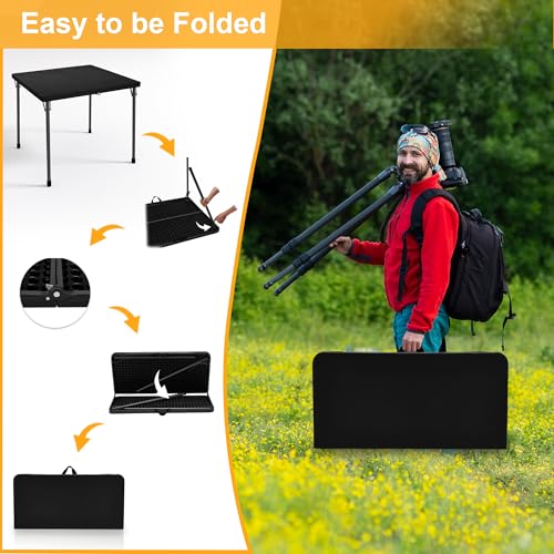 2026 34" Folding Table, Portable Square Folding Card Table with Collapsible Legs & Carrying Handle, Plastic Tables for Camping,Picnic, Office, Party, White