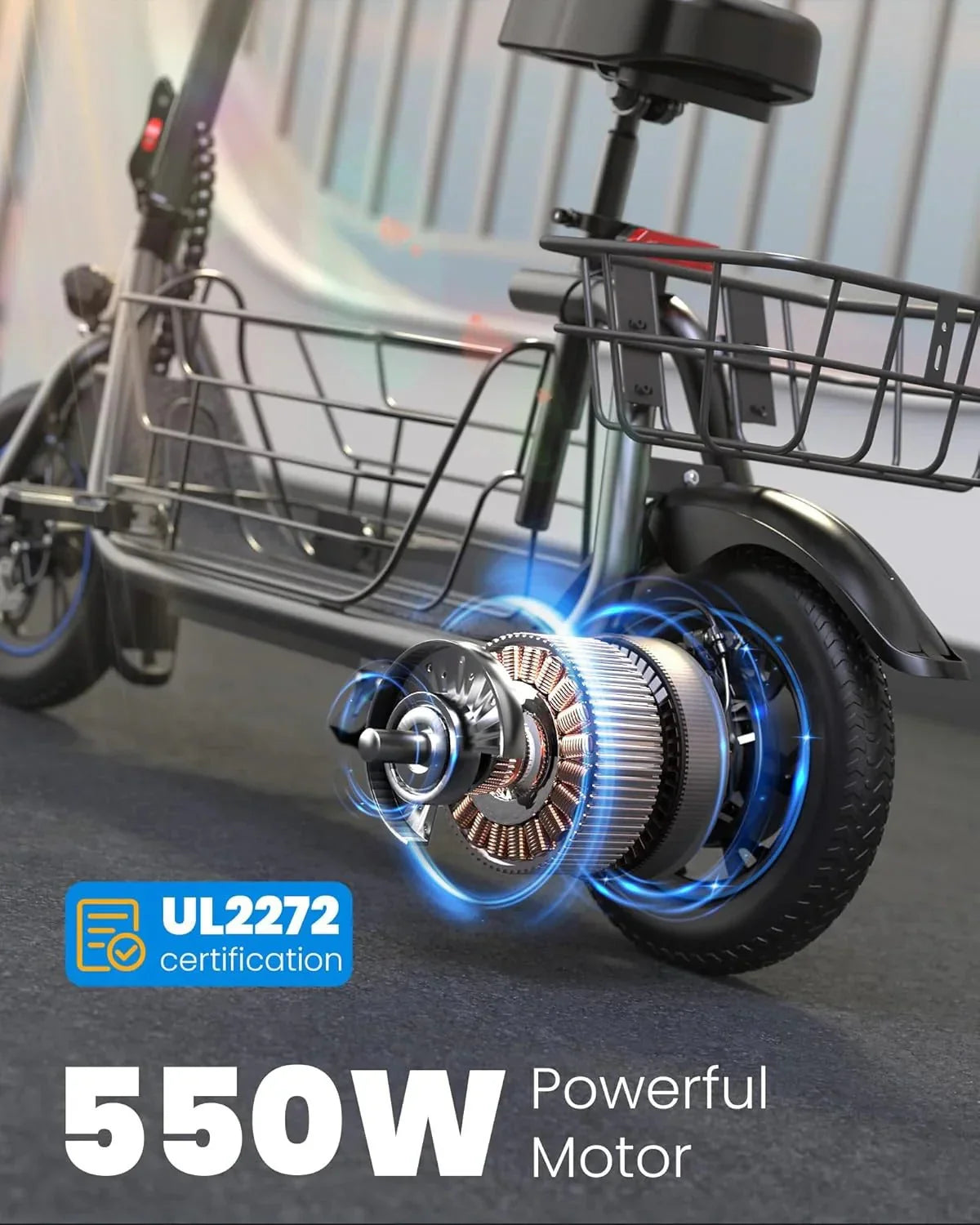 2026 NewElectric scooter for adults with large center basket