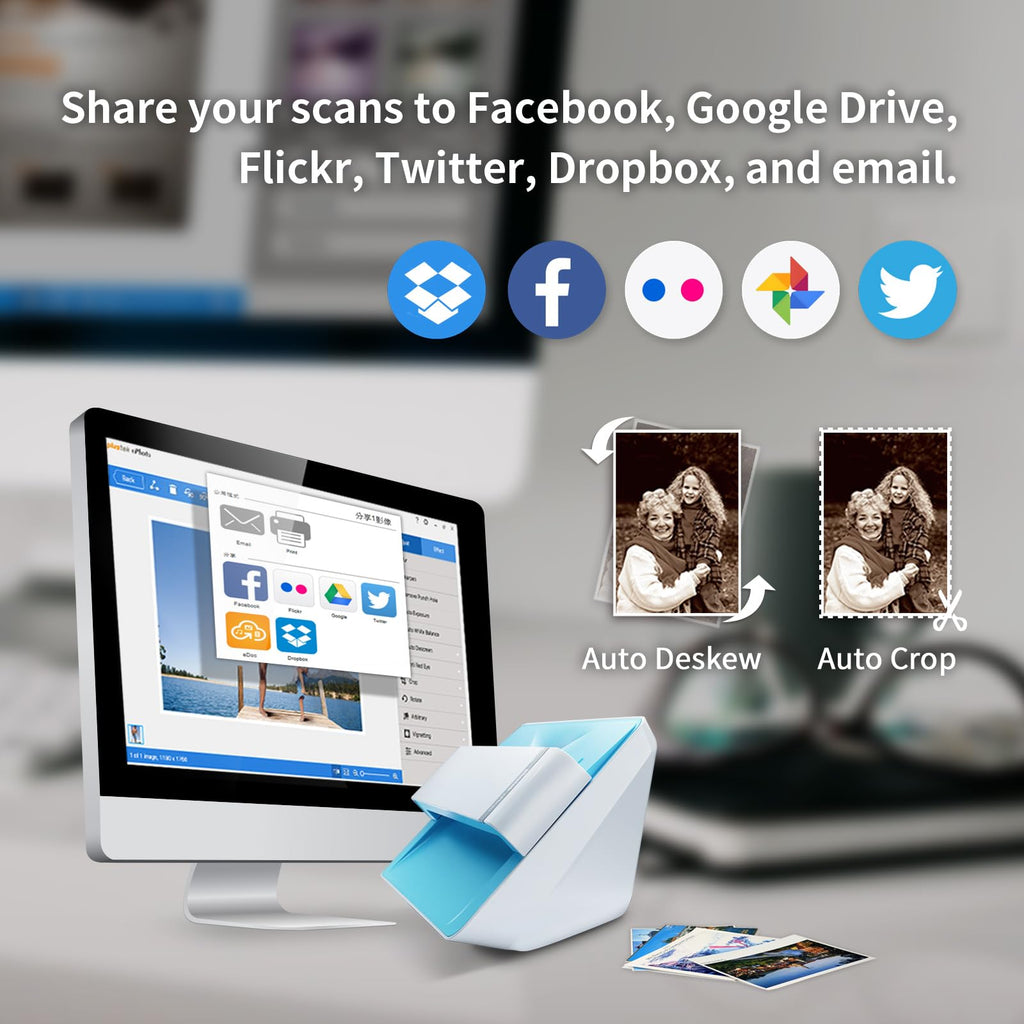 2026 Plustek Photo Scanner, 4x6 Photo in 2sec, Auto Crop and Deskew CCD Sensor
