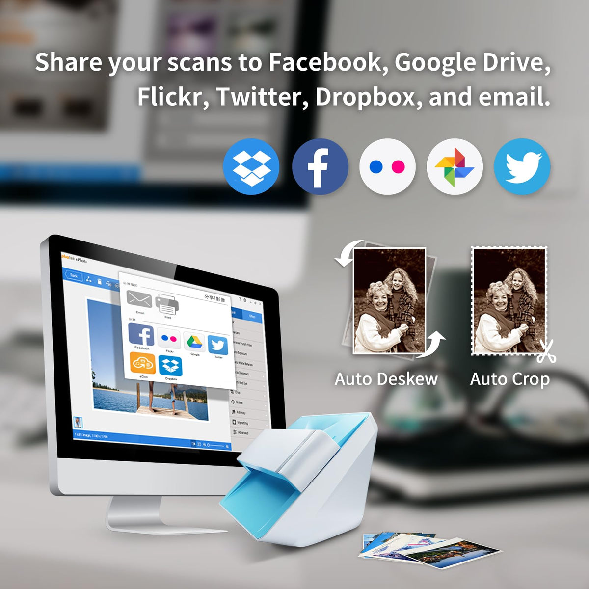 2026 Plustek Photo Scanner, 4x6 Photo in 2sec, Auto Crop and Deskew CCD Sensor