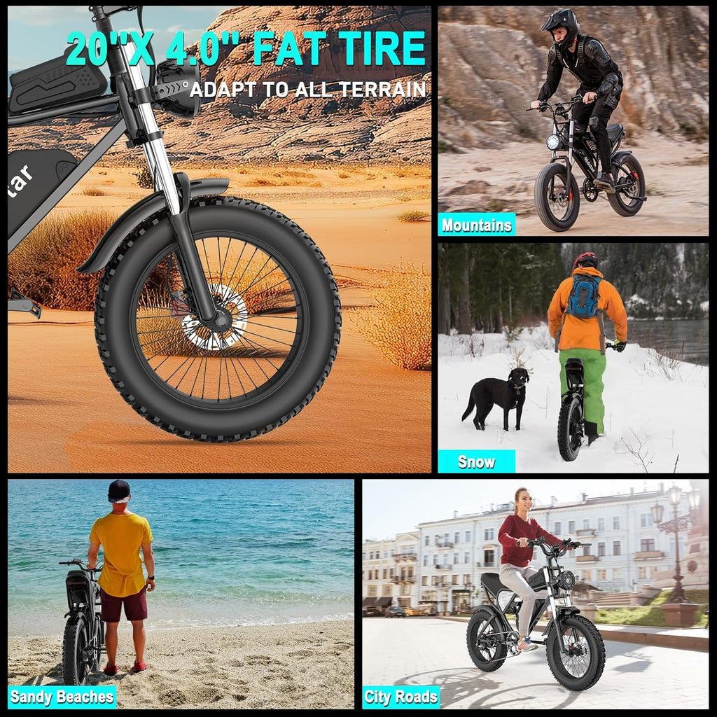 2026 2000W 52V All-Terrain Fat Tire Electric Bike for Adults, 30-180 Mile Range