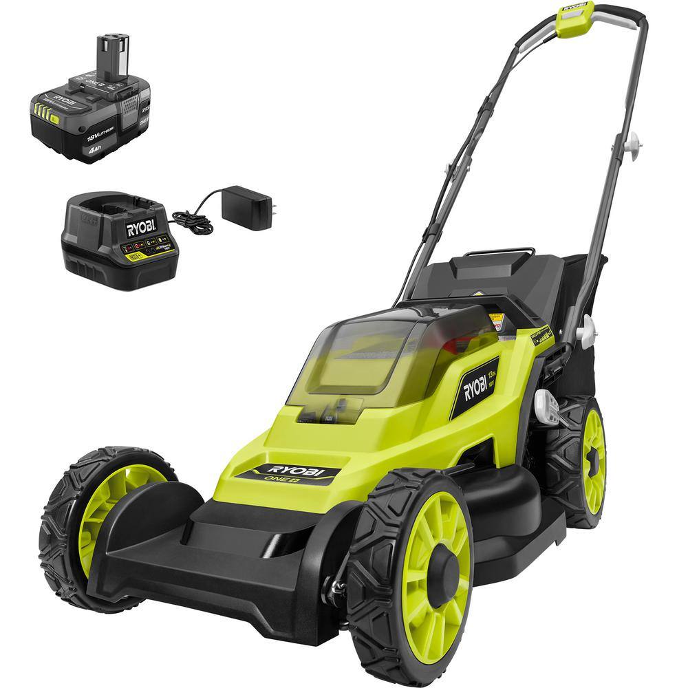 2026 ONE+ 18V 13 in. Cordless Battery Walk Behind Push Lawn Mower with 4.0 Ah Battery and Charger P1180