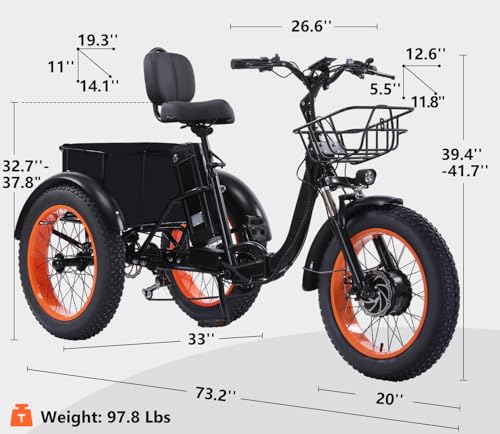 2026 Adult Electric Tricycle Adult Tricycle 3 Wheel Bikes Adults Electric Three Wheel Bike