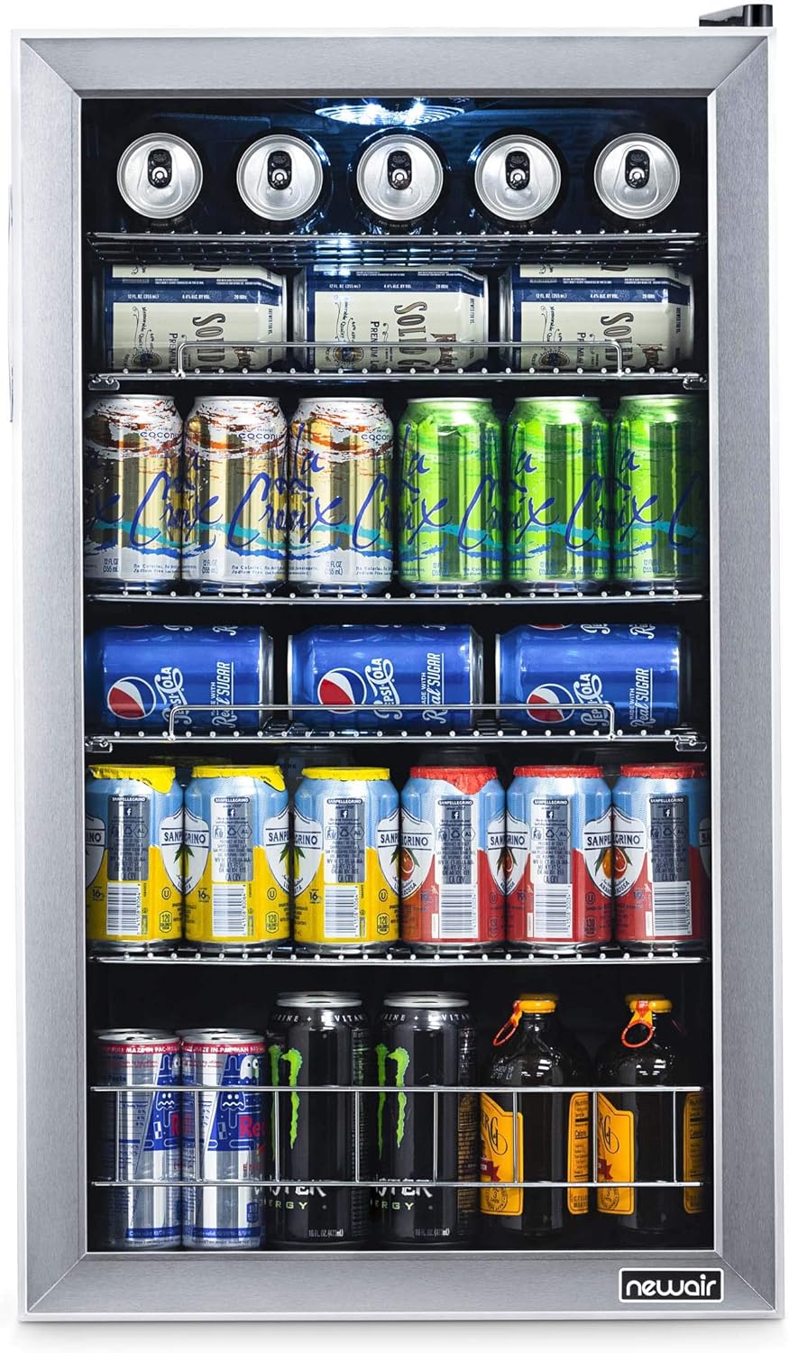 2026 Beverage Refrigerator Cooler | 126 Cans Free Standing with Right Hinge Glass Door | Mini Fridge Beverage Organizer Perfect For Beer, Wine, Soda, And Cooler Drinks