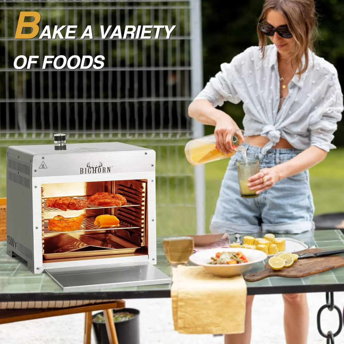 2026 1500 deg F Small Infrared Propane Gas Grill - Portable Steak Broiler & Sear Station Outdoor Salamander BBQ with Pizza Stone Stainless Steel