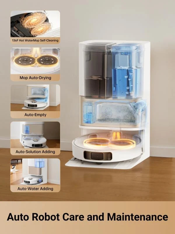 2026 L10s Pro Ultra Heat Robot Vacuum and Mop Combo, Mop Extend, 7000Pa Suction, Auto Robot Care and Maintenance, 136 F Hot Water Mop Self-Cleaning, Obstacle Avoidance, Ideal for Hair, Carpets