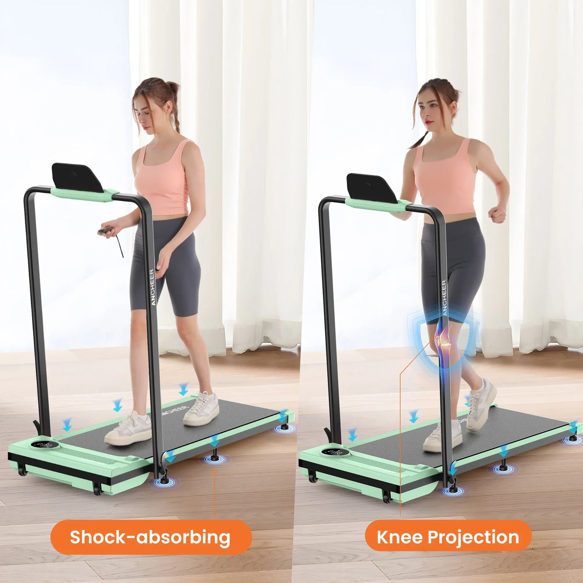 2026 NewANCHEER Portable Folding Walking Pad 300lb, 7.5 MPH Under Desk Treadmill with Remote Control & LED Display,2 in 1 Walking Pad Treadmill for Home/Office/Exercise(Pink)