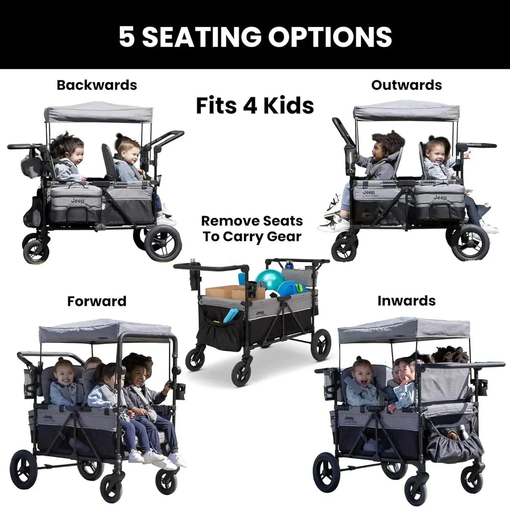 2026 NewJeep Wrangler Deluxe 4-seater stroller by Delta Children Premium Quad stroller