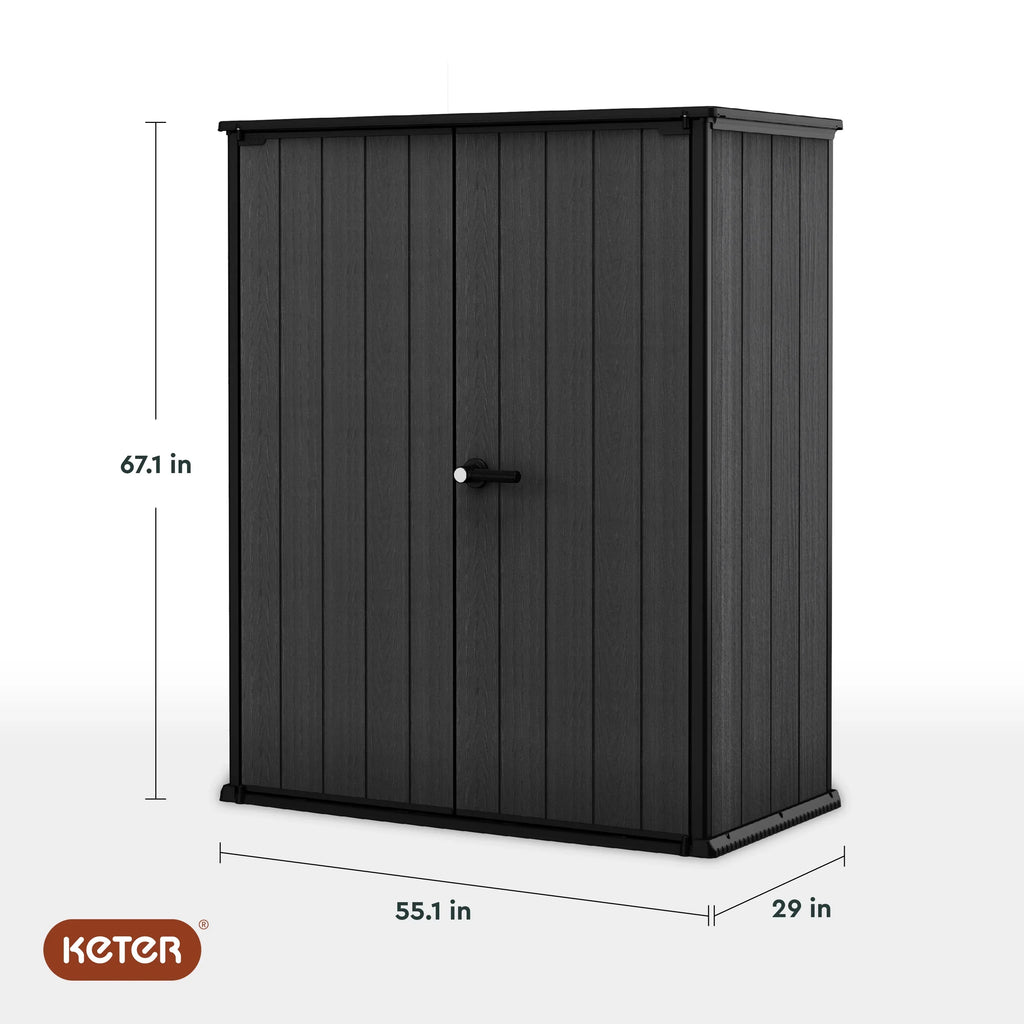 2026 Cortina Alto Vertical Durable Resin Outdoor Storage Shed with Heavy Duty Floor and Locking Latch Double Doors, Graphite