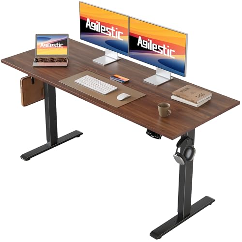 2026 Agilestic Electric Standing Desk, 48 x 24 Inches Height Adjustable Desk, Sit Stand up for Work Office Home, Ergonomic Rising Computer Table with Memory Preset, Rustic Brown