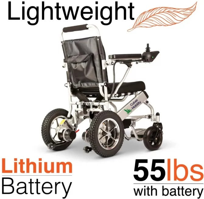 2026 Culver Mobility Electric Power Wheelchair Scooter Fold Lightweight Folding Safe Electric Wheelchair Motorized FDA Approved Aviation Travel (Free Wheelchair RAMP Gift) (Silver-17.5 inc) sgtnighsdesigns