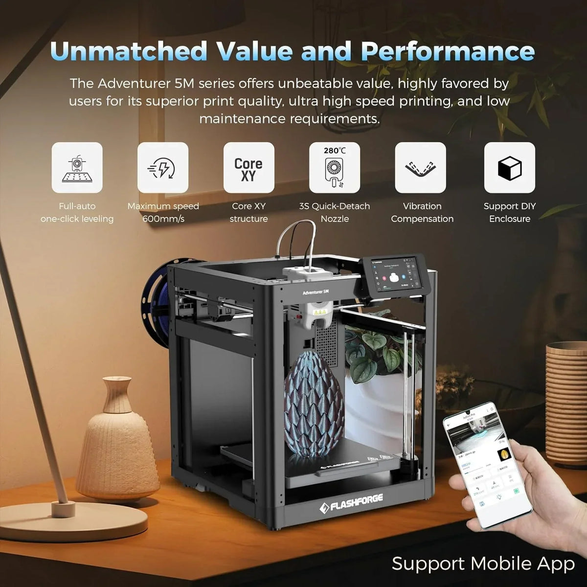 2026 Adventurer 5M 3D Printer with Fully Auto Leveling