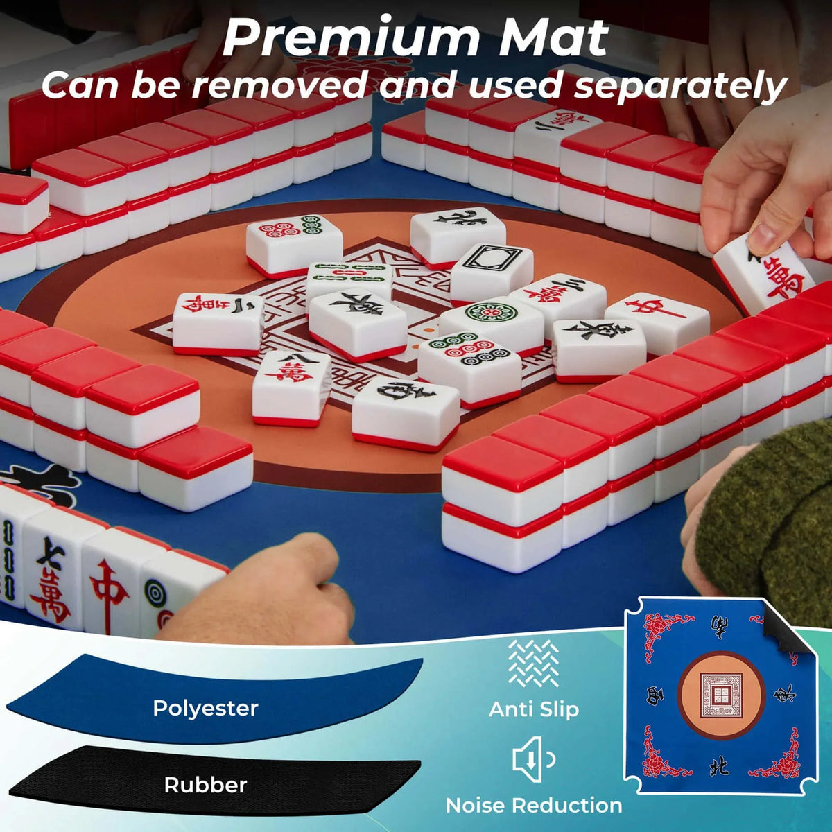 2026 NewCostway 35" Folding Mahjong Table with Cup Holders & Smooth Felt Mat Carrying Handle Green