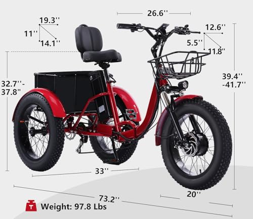 2026 Adult Electric Tricycle Adult Tricycle 3 Wheel Bikes Adults Electric Three Wheel Bike