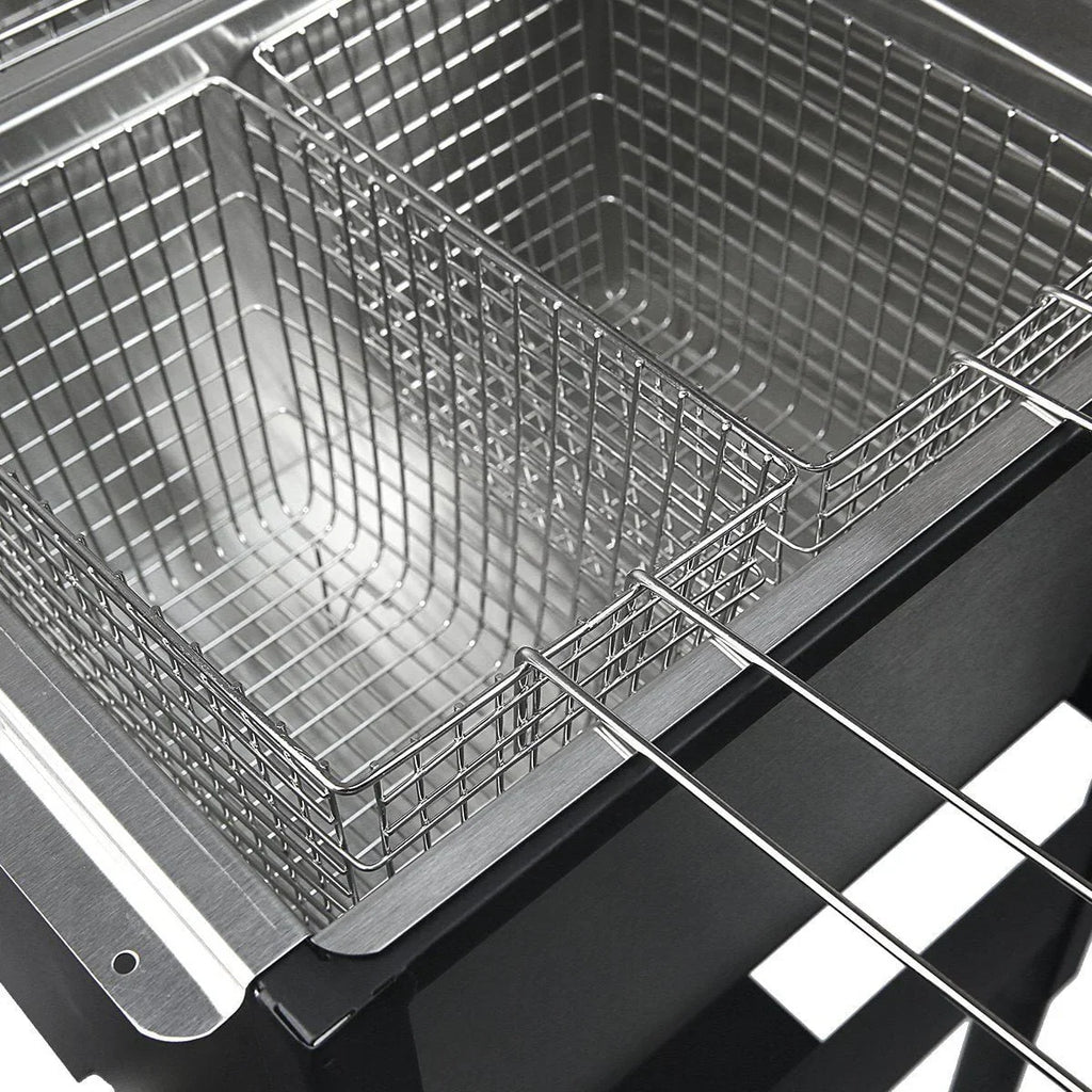 2026 NewBarton High-Pressure Deep Fryer Triple Basket Dual Burner Stainless Steel Cooker Fryer Black