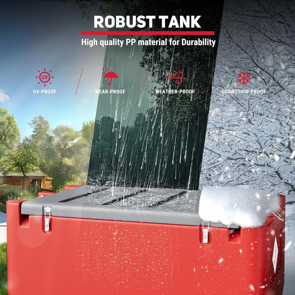 2026 NewFuel Transfer Tank, 50 Gallon for Gasoline & Diesel, Gas Tank with 10.6 GPM Fast Flow Rate 12V DC Transfer Pump,13.1 ft Power Cord Portable Gas Tank, Red
