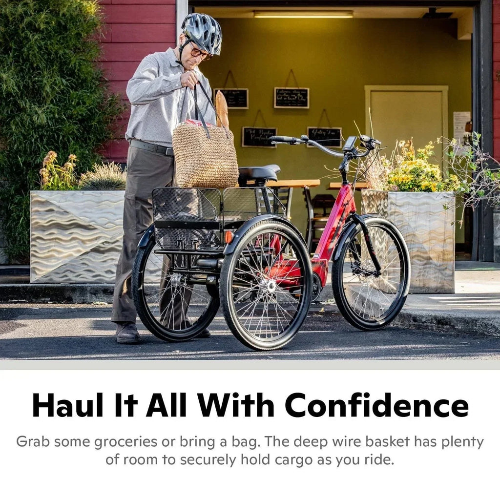 2026 New2025 Schwinn Meridian Adult Tricycle, Men's and Women's Beach Cruiser, 26-inch Wheels, Low Step-Through, Wide Saddle, Folding Rear Basket.
