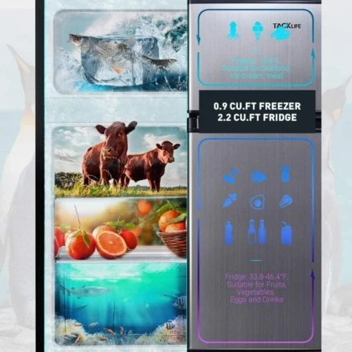 2026 Compact 2-Door Mini Fridge with Freezer, 3.1 Cu.Ft, LED Light, Energy Efficient, Adjustable Temperature