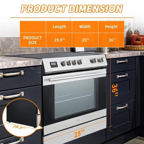 2026 5.0 Cu. Ft. Freestanding Electric Range with Front Controls and 5 Cooktop Elements, Stainless Steel