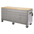 2026 New72 in. 18-Drawer 24 in. D Mobile Workbench with Solid Wood Top Stainless Steel