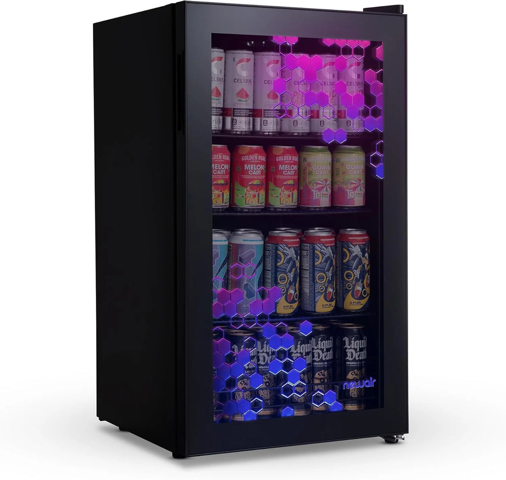 2026 Beverage Refrigerator Cooler | 126 Cans Free Standing with Right Hinge Glass Door | Mini Fridge Beverage Organizer Perfect For Beer, Wine, Soda, And Cooler Drinks