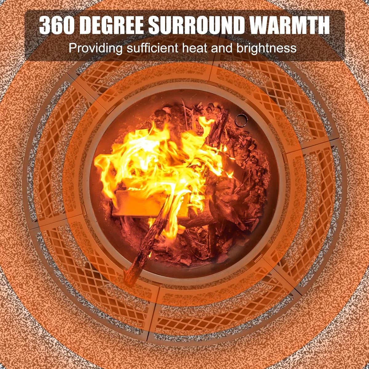 2026 47 Inch Outdoor Fire Pit with 2 Grills Extra Large BBQ Firepits for Outside Metal Round Fire pits with Lid&Fire Poker 3 in 1 Wood Burning Outdoor Fireplaces for Backyard Patio Bonfire