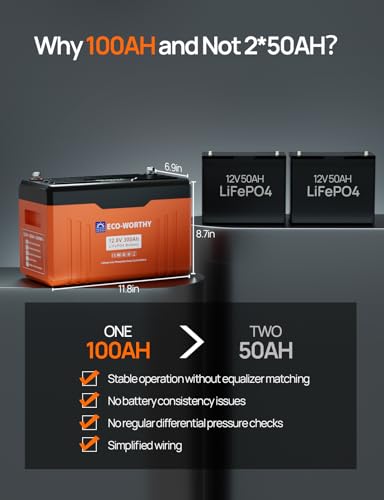 2026 ECO-WORTHY 12V 100AH LiFePO4 Lithium Battery with Bluetooth, Max.1280Wh Energy, Low Temperature Protection, Group 24, Built-in 100A BMS, Perfect for Trolling Motor, RV, Boat, Solar Off-Grid