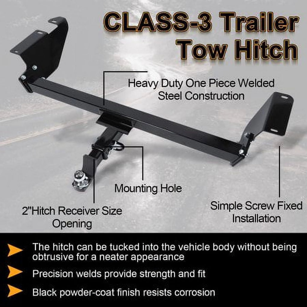 Kojem Trailer Hitch Fit for 2026-2026 Dodge Grand Caravan Class 3 Trailer Tow Hitch Receiver 2" Fit for Chrysler Town & Country RAM C/V Tradesman Volkswagen Routan Steel Powder Coated