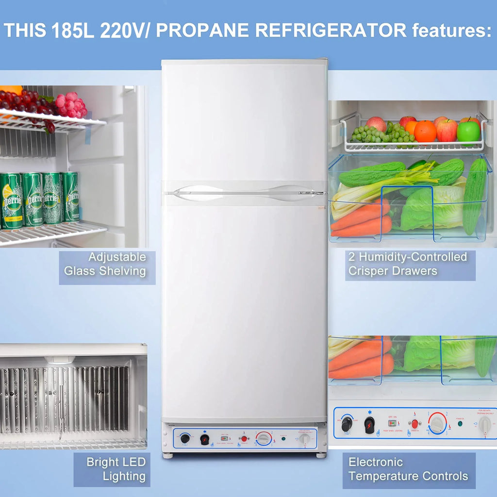 2026 Smad Propane Gas Refrigerator with Freezer 6.5 Cu ft LPG Fridge for Cabin Camper RV Home 2 Way LPG/220V Refrigerator Gas Fridge Freezer Caravan Campervan Off Grid