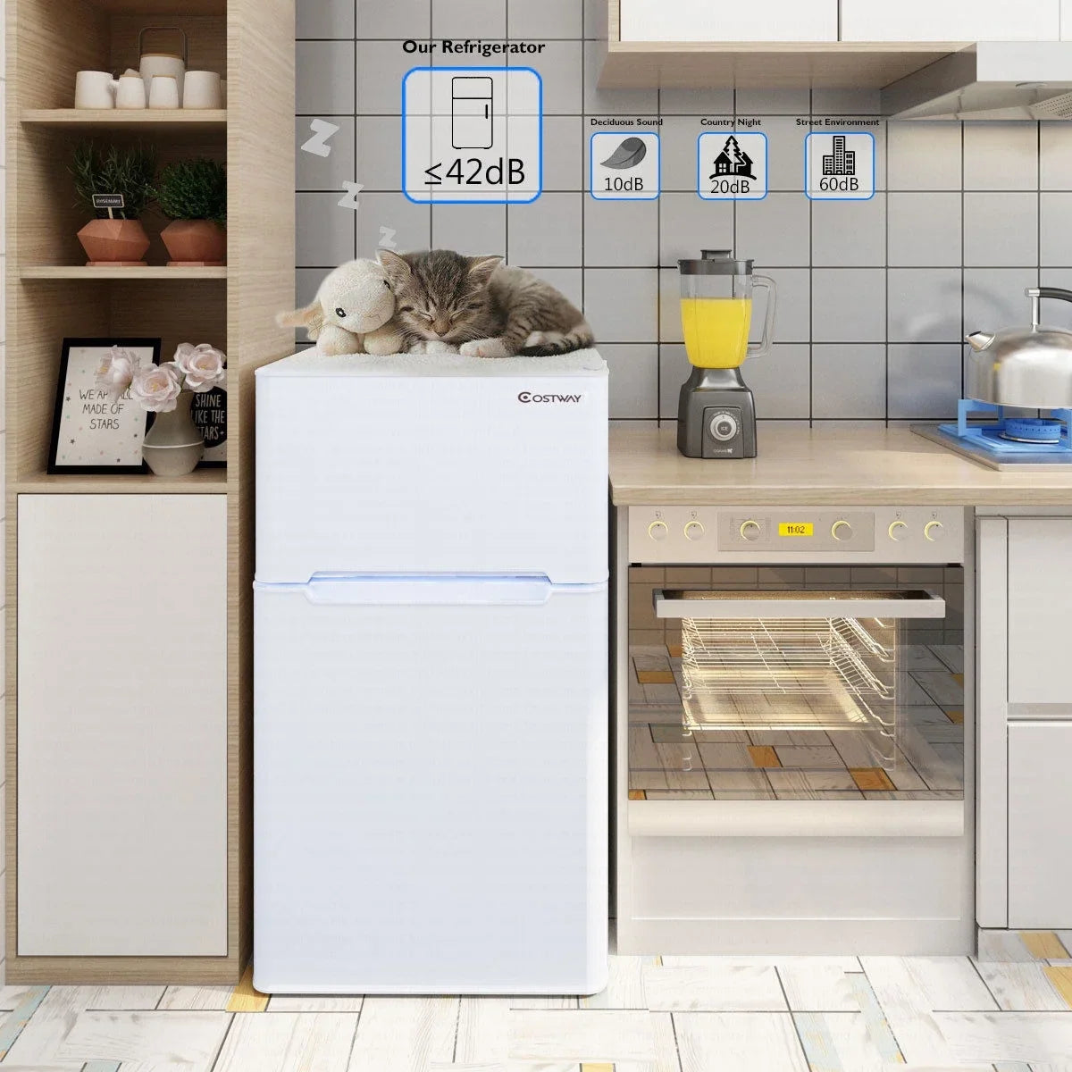 2026 NewCostway Refrigerator Small Freezer Cooler Fridge Compact 3.2 cu ft. Unit, Grey