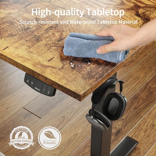 2026 Agilestic Electric Standing Desk, 48 x 24 Inches Height Adjustable Desk, Sit Stand up for Work Office Home, Ergonomic Rising Computer Table with Memory Preset, Rustic Brown