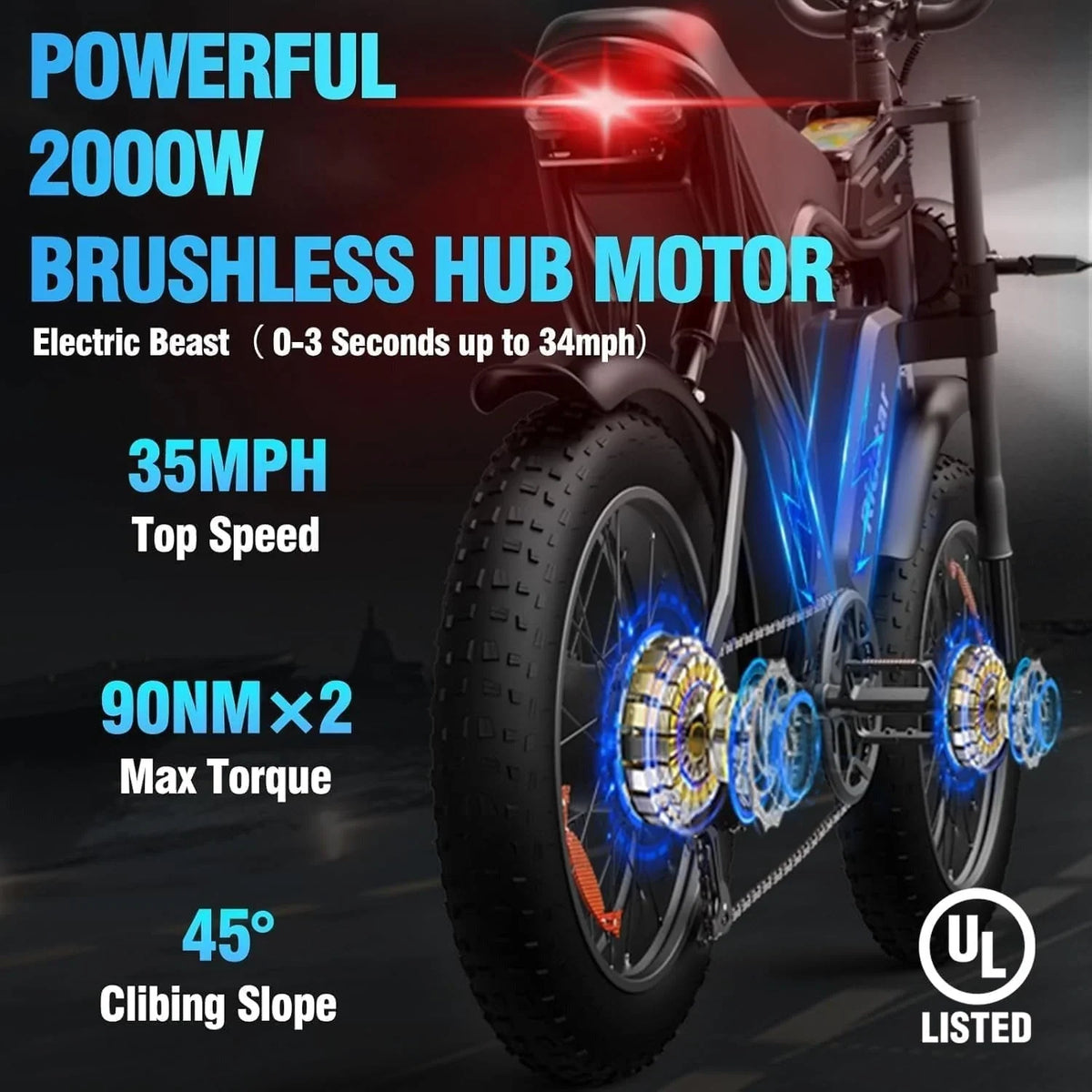 2026 NewElectric bike Q20, 2000W, 52V, 30-180 miles, all-terrain fat bike for adults