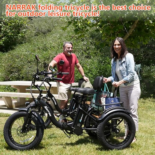 2026 Electric Tricycle for Adults, 750W(Peak 1350W), 48V13Ah Ebike, 20"x4.0" Aluminum Folding Fat Tire 3 Wheel Electric Trike, Max 20MPH Hydraulic Brake, Rear Motor Differential
