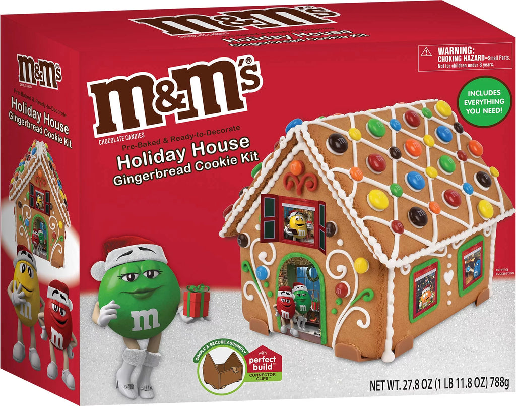 2026 M&M's Holiday House Gingerbread Cookie Kit - 27.8 oz (788g) - Pre-Baked and Ready to Decorate Holiday House