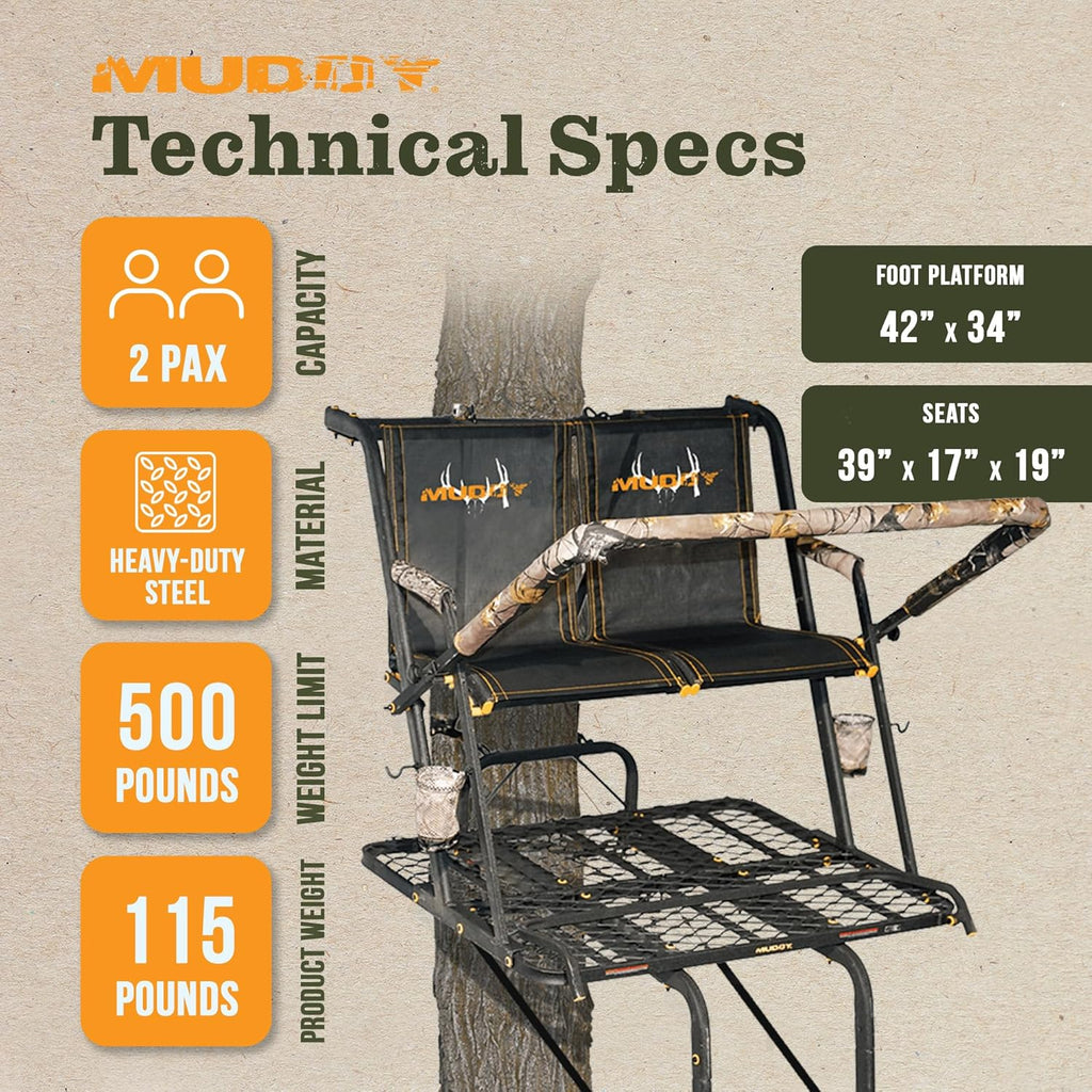 2026 Nexus XTL Ladder Tree Stand, 20ft, 500lb Capacity, 2-Person