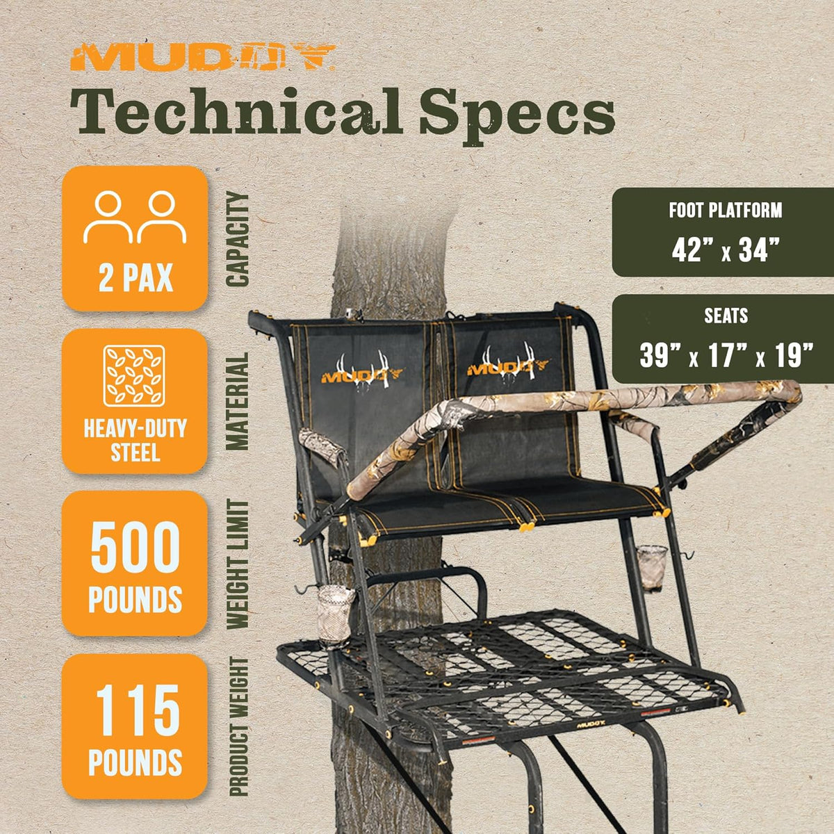 2026 Nexus XTL Ladder Tree Stand, 20ft, 500lb Capacity, 2-Person