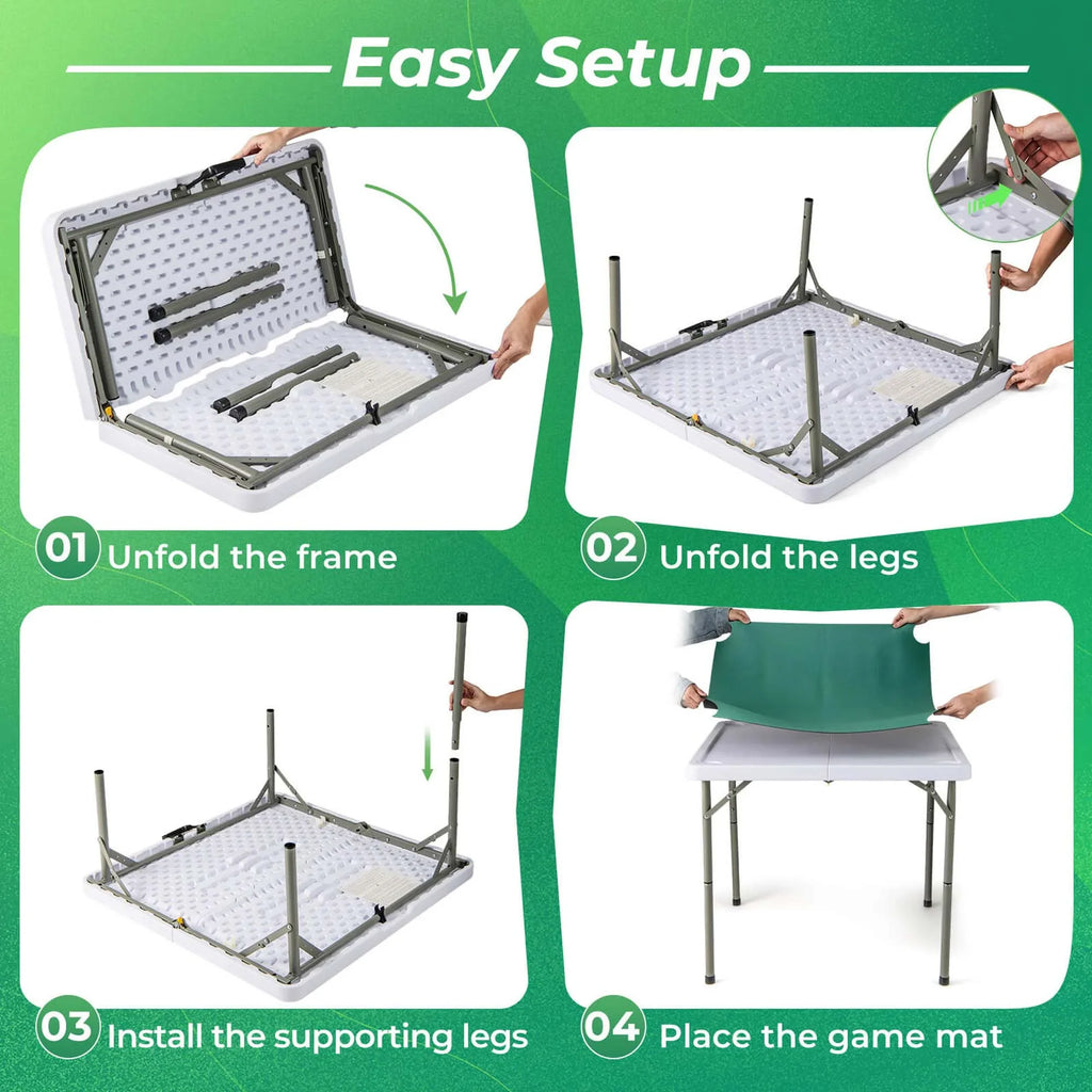 2026 NewCostway 35" Folding Mahjong Table with Cup Holders & Smooth Felt Mat Carrying Handle Green