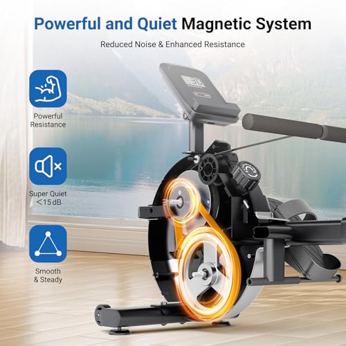 2026 Dripex Rowing Machines for Home Use, Rowing Machine Magnetic Rower, Max 350 LBS, 16 Levels of Workout Resistance, Dual Slide Rail, Bluetooth App Compatible, LCD Monitor, Row Machine for Gym Exercise