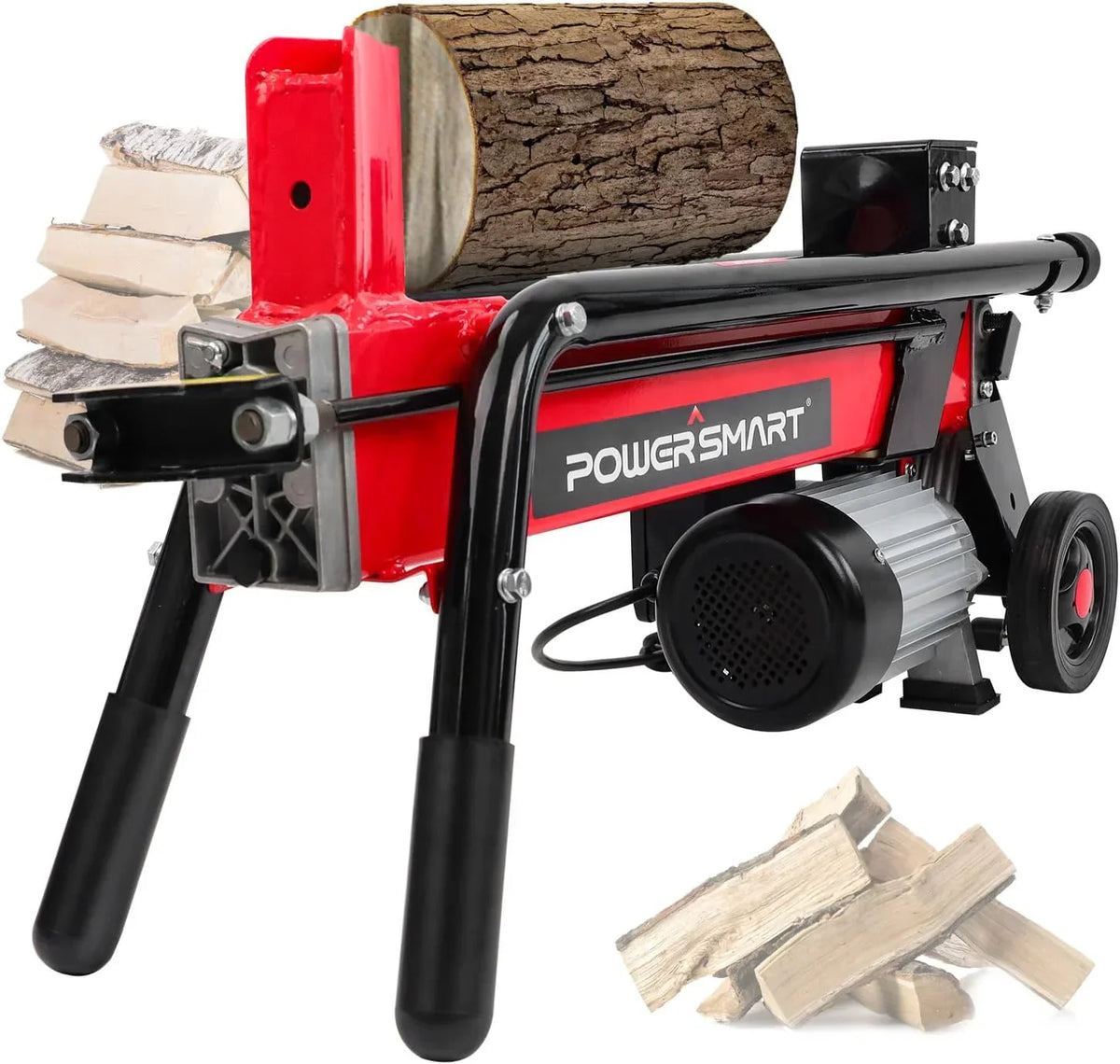 2026 Electric Log Splitter 7-Ton - Efficient Wood Splitter with 3500 Motor Speed, 15 Amp, Horizontal Full Beam Design and Steel Wedge for Firewood & Kindling Cutting