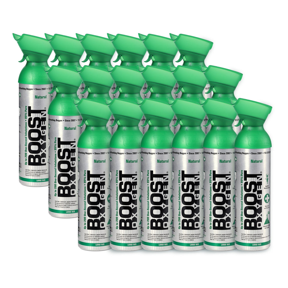 2026 Boost Oxygen Natural Portable 10 Liter Pure Canned Oxygen, Flavorless (18 Pack)