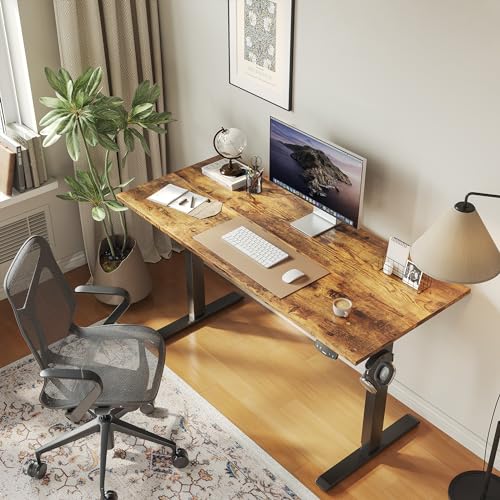2026 Agilestic Electric Standing Desk, 48 x 24 Inches Height Adjustable Desk, Sit Stand up for Work Office Home, Ergonomic Rising Computer Table with Memory Preset, Rustic Brown