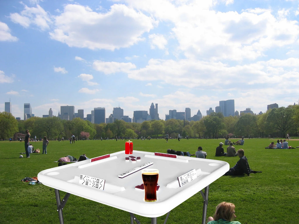 2026 NewBene Casa Foldable Domino Table with Built-In Drink Holders, 38?? x 38??, White