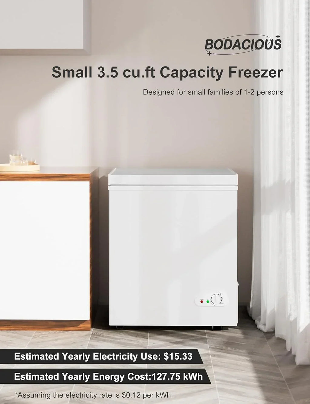 2026 7.0 Cu Ft Chest Freezer - Energy Efficient & Quiet Mini Freezer with Adjustable Thermostat - Compact Deep Freezer for Home, Apartment, and Garage - Removable Basket & Defrost Drain