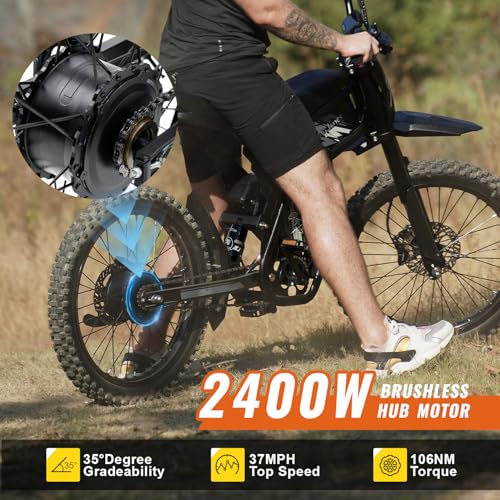 2026 GT73 PRO/GT73 Ebike for Adults, 50MPH 60V 3000W / 37MPH 48V 2400W Eectric Dirt Bike, 36.4AH Dual Battery Dirtbike Up to 85 Miles, 25" Motorcycle Tire, UL2849 All Terrain E Bike Full Suspension