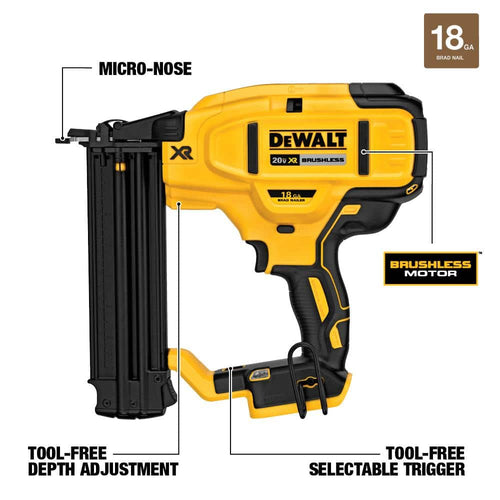 2026 20V MAX XR Lithium-Ion Cordless 18-Gauge Brad Nailer (Tool Only) DCN680B