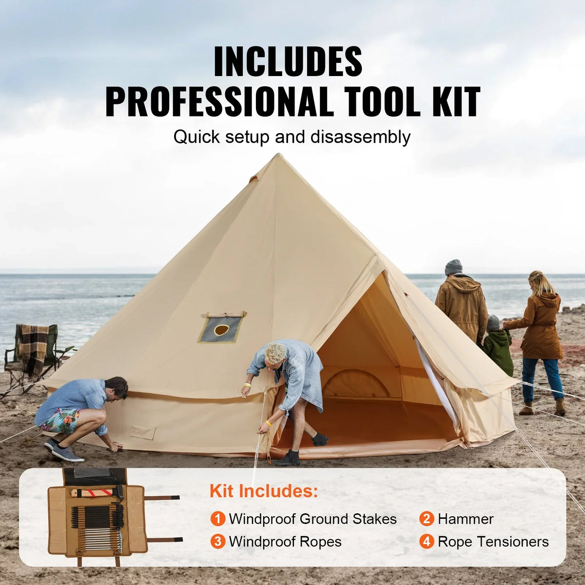 2026 NewKFFKFF Canvas Bell Tent 6m/19.68ft 4-Season Camping Yurt Tent with Stove Jack
