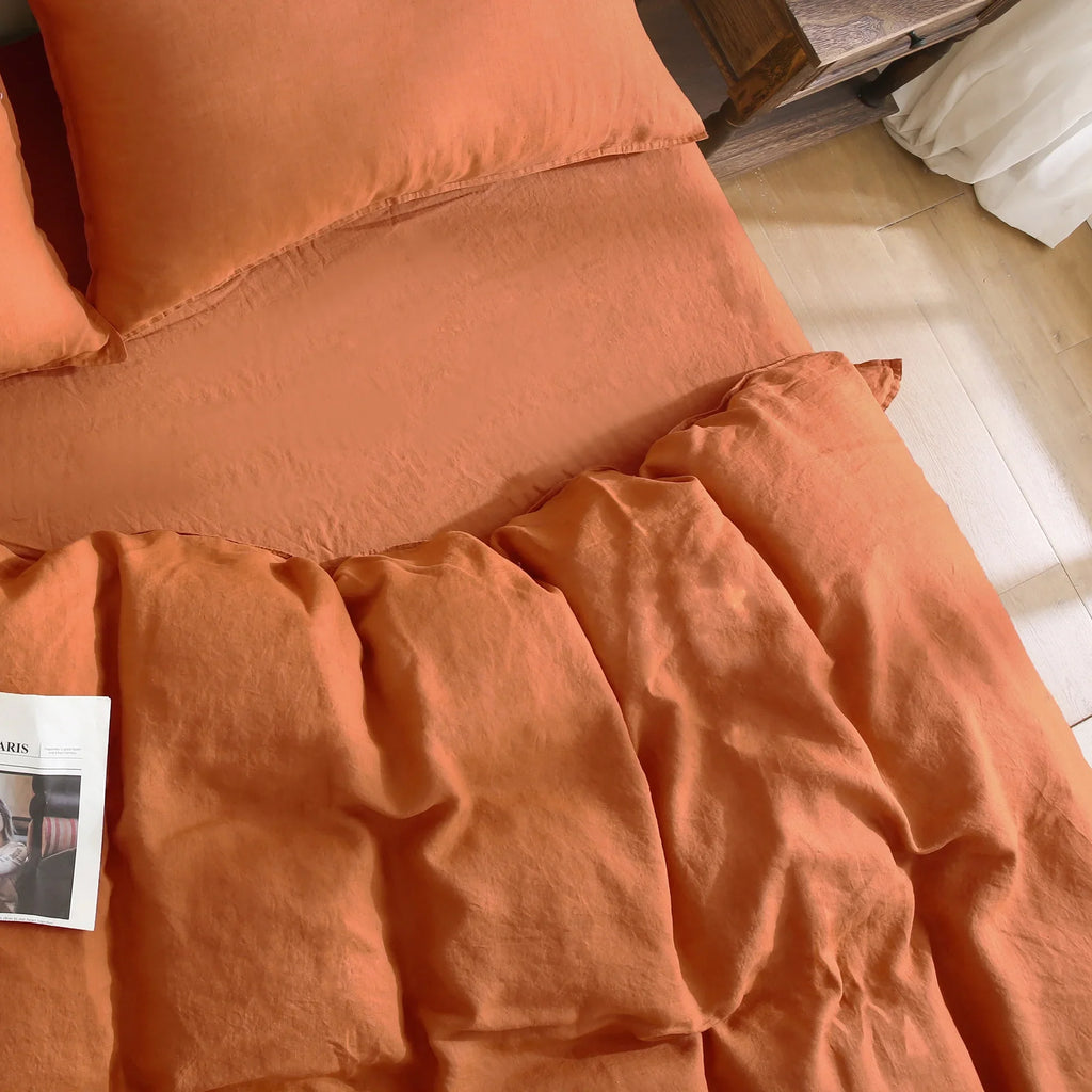 2026 New100% Pure Linen Duvet Cover with Button Closure and Corner Ties Soft & Breathable - Natural Full/Queen