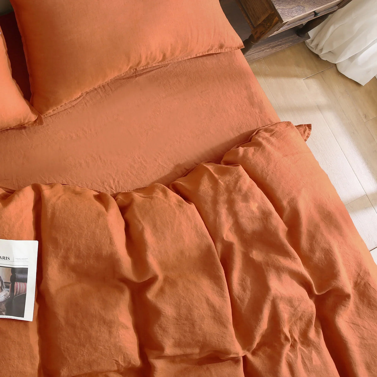 2026 New100% Pure Linen Duvet Cover with Button Closure and Corner Ties Soft & Breathable - Natural Full/Queen